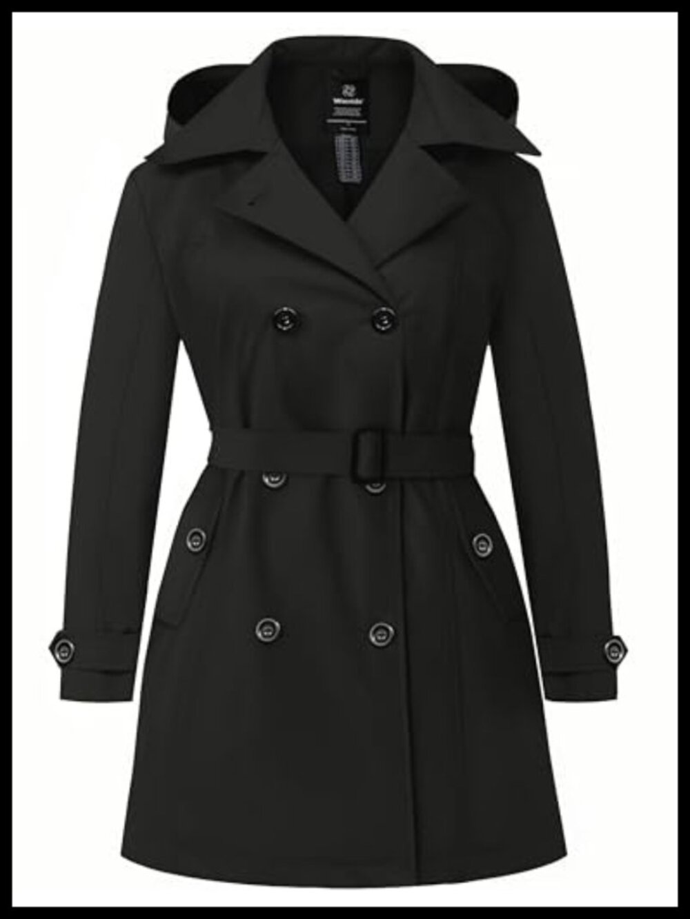 Plus Size Waterproof Trench Coat Hooded Lapel Overcoat